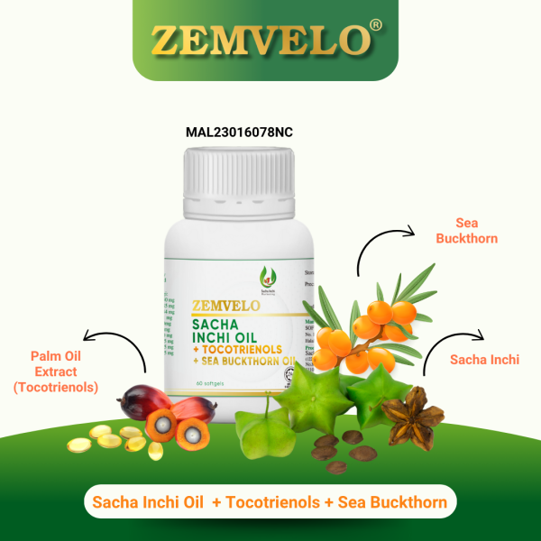 Zemvelo Sacha Inchi + Tocotrienols + Sea Buckthorn Softgel